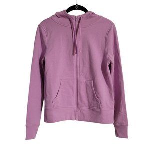 Ideology Size XS Zip-Front Fleece Hoodie Pink Purple Phalaenopsis NEW